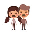 Cartoon crying couple kawaii characters Royalty Free Stock Photo