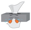 A crying napkin box, vector or color illustration