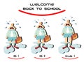 Cartoon crying new students welcome back to school funny concept for nerds