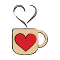 Cartoon cup coffee love heart hot Royalty Free Stock Photo