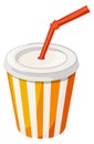 Cartoon cup icon. Cold or hot drink with straw Royalty Free Stock Photo