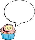 Cartoon cupcake with a caption balloon