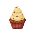 Cartoon cupcake for Valentines day. Vector Royalty Free Stock Photo