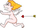 A cartoon Cupid running