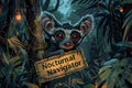 cartoon curious aye-aye dangling from the branches of a dense tropical canopy, Generative AI Royalty Free Stock Photo