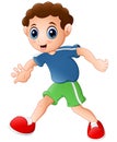 Cartoon curly young boy posing on a white background Royalty Free Stock Photo