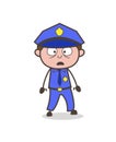 Cartoon Custom-Officer Anguished Face Vector