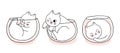 Cartoon cute actions white cats in bottle glass vector.