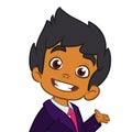 Cartoon cute afro-american boy businessman