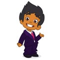 Cartoon cute arab boy in man`s clothes