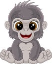 Cartoon cute baby gorilla sitting