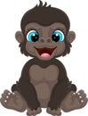 Cartoon cute baby gorilla sitting