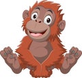 Cartoon cute baby gorilla sitting