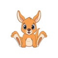 Cartoon cute baby kangaroo sitting