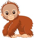 Cartoon cute a baby monkey