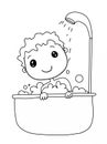 Cartoon cute bathing child white backgroundcartoon illustration