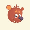Cartoon cute bear icon. Vector illustration of a cool bear head.