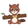 Cartoon Cute Beaver Royalty Free Stock Photo