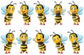 Cartoon cute bee character set