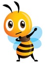 Cartoon cute Bee making dab arms gesture presenting popular internet meme pose Royalty Free Stock Photo