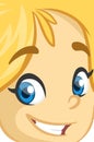 Cartoon cute blond girl face avatar. Vector girl illustration isolated. Royalty Free Stock Photo