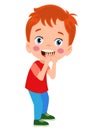 cartoon cute boy stands in a confident pose, arms crossed over his chest. Colorful vector isolated kids illustration Royalty Free Stock Photo