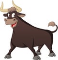 Cartoon cute bull. Vector illustration of funny happy animal. Royalty Free Stock Photo