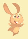 Cartoon cute bunny rabbit dancing excited. Flat Bright Color Simplified Vector Illustration Royalty Free Stock Photo