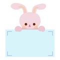 Cartoon cute bunny rabbit holding memo. Frame for photo, text, note, sticker, label. Little animal to do list card. Royalty Free Stock Photo