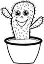 Cartoon cute cactus smiling in pot vector illustration