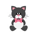 Cartoon cute cat black sitting with tie Royalty Free Stock Photo