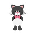 Cartoon cute cat black with tie Royalty Free Stock Photo