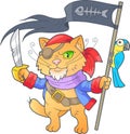 Cute cat pirate little pet, funny illustration