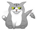 Cartoon cute cat playing with mouse