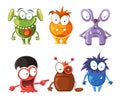 Cartoon cute character monsters vector set