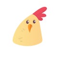 Cartoon cute chicken icon. Vector illustration of a cool white chicken head. Royalty Free Stock Photo