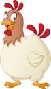 Cartoon cute chicken. Vector illustration of funny happy animal.