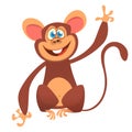 Cartoon cute chimpanzee monkey waving. Vector illustration isolated Royalty Free Stock Photo