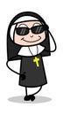 Modern Style - Cartoon Nun Lady Vector Illustration