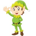 Cartoon Cute Christmas elf waving hand Royalty Free Stock Photo