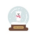 Cartoon cute christmas snowglobe with white bear