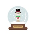 Cartoon cute christmas snowglobe with winter dog in hat and christmas calendar Royalty Free Stock Photo