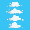 Cartoon cute cloud trendy design icons set. Vector illustration of weather or sky background. Royalty Free Stock Photo