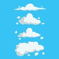 Cartoon cute cloud trendy design icons set. Vector illustration of weather or sky background. Royalty Free Stock Photo