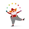 Cartoon of a cute clown juggling with colorful balls