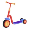 Cartoon cute color kick scooter. Push scooter isolated on white background. Eco transport for kids. Vector illustration.