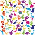 Cartoon Cute And Colorful Group Of Dinosaurs Royalty Free Stock Photo
