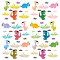 Cartoon Cute And Colorful Group Of Dinosaurs Royalty Free Stock Photo