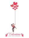 Cartoon cute couple of lover for love valentine`s day Royalty Free Stock Photo