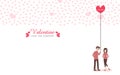 Cartoon cute couple of lover for love valentine`s day Royalty Free Stock Photo